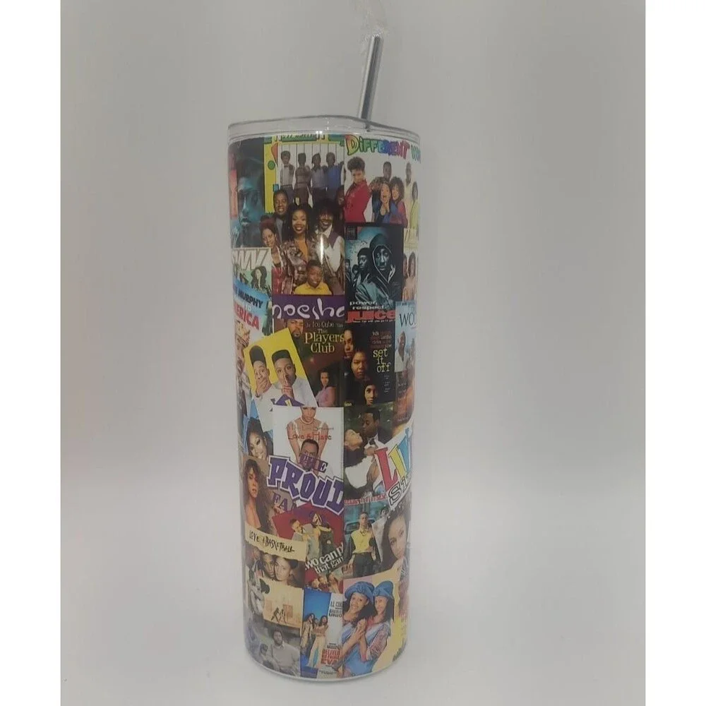 Black Cinema & Music Collage 20oz Stainless Steel Tumbler Mug